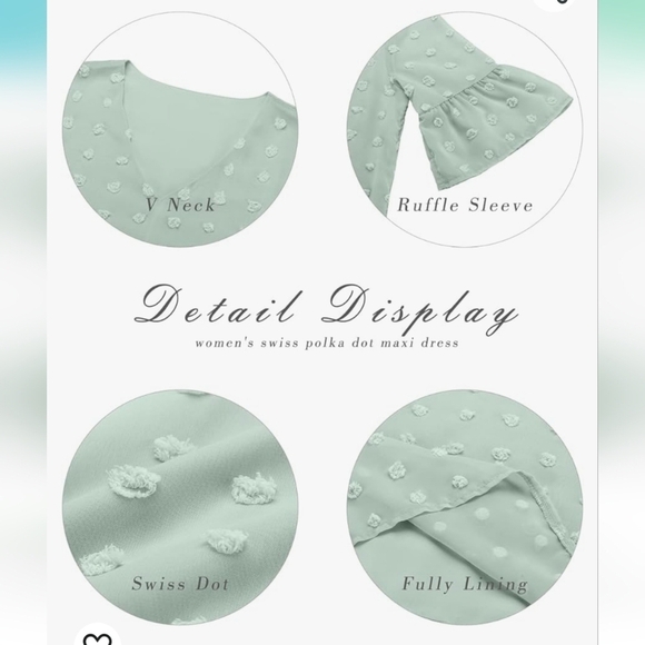 ⭐️40% Off⭐️ Mint Chiffon Polka Dot Shift Dress - Picture 9 of 14